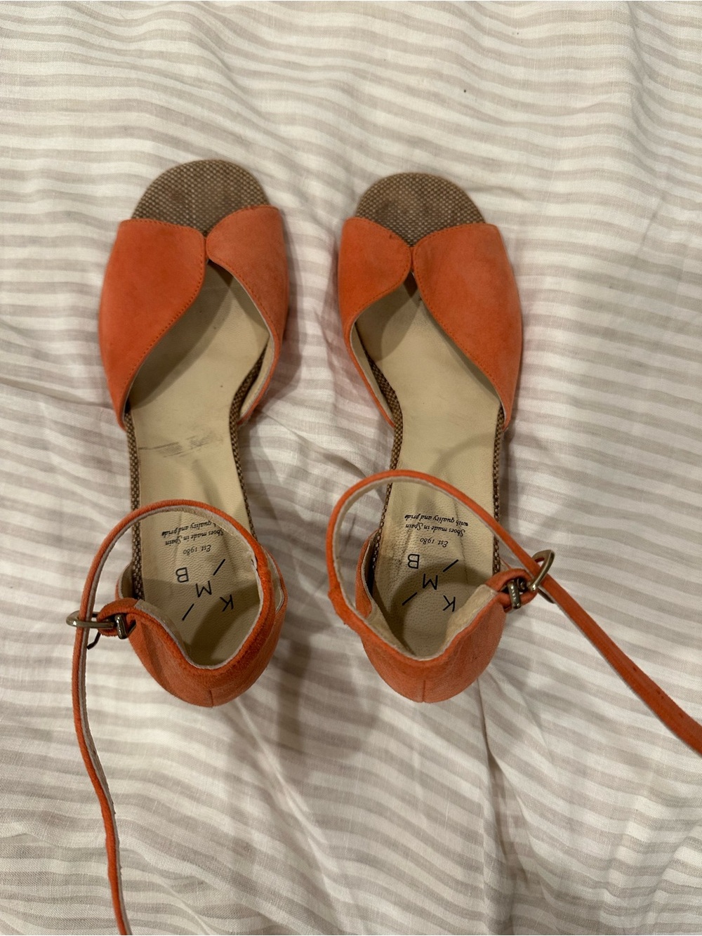 KMB Pink/Coral Suede Open-Toe Ankle Strap Heels